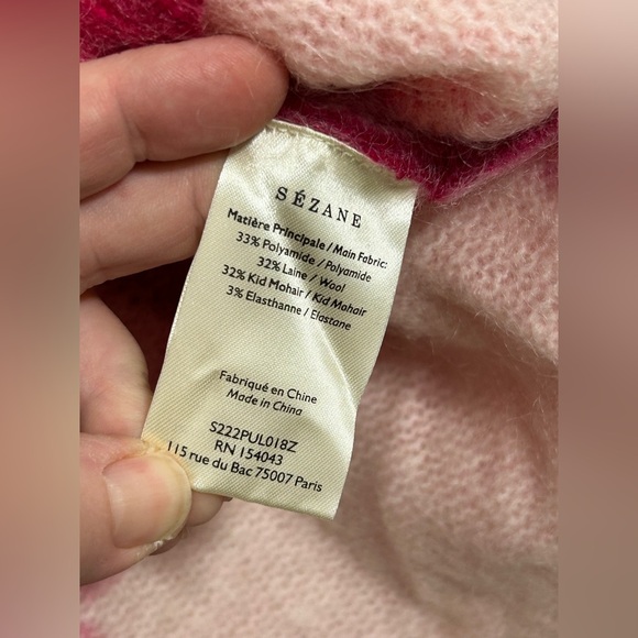 New! Sezane La Maille Judith Jumper Wool Blend Multicolor Sweater Womens Medium - Picture 11 of 15